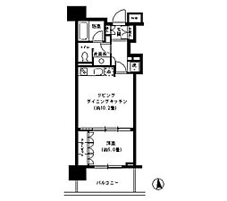 KDXレジデンス芝公園 1LDKの間取図画像
