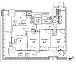 ロイヤルパークス品川 3LDKの間取図画像