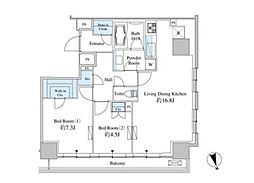 ベルファース芝浦タワー 2LDKの間取図画像