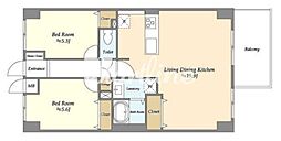 サント・コア目黒 2LDKの間取図画像