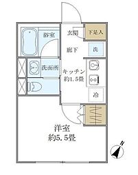 コンポジット高輪 1Kの間取図画像