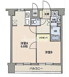 菱和パレス三田慶大前 1LDKの間取図画像