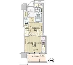 パークアクシス池田山 1DKの間取図画像
