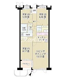グランフォート目黒 3LDKの間取図画像
