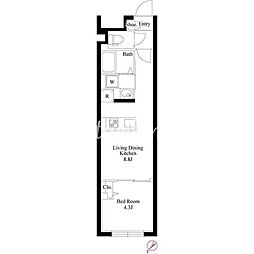 グランパセオ中目黒IV 1LDKの間取図画像