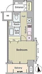 RESIDENCE高輪台 1Kの間取図画像