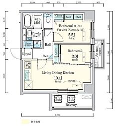 デュオフラッツ東品川 -OTO- 1SLDKの間取図画像