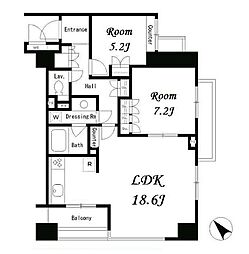 パークアクシス南麻布 2LDKの間取図画像