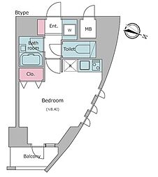レジディア東品川 ワンルームの間取図画像