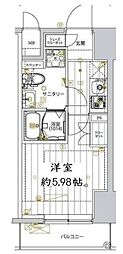 レガリス品川サウス 1Kの間取図画像