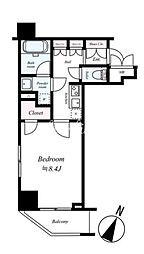 PALACESTUDIO麻布EAST 1Kの間取図画像