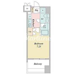 パシフィックレジデンス芝一丁目 1Kの間取図画像