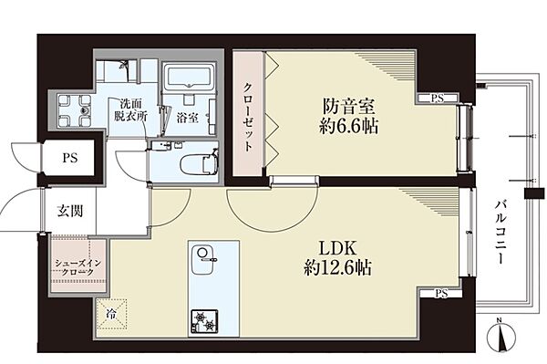 （防音マンション）ＡＺ　Ｍｕｓｉｃ上野 501｜東京都台東区東上野５丁目(賃貸マンション1LDK・5階・46.54㎡)の写真 その2