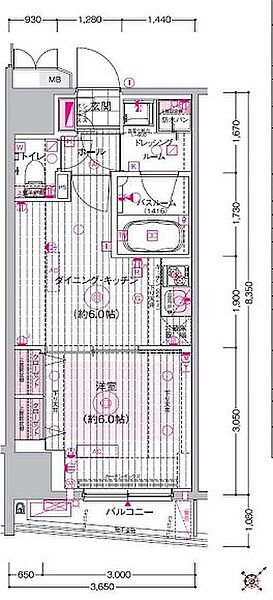 エステムプラザ市谷外濠公園 1302｜東京都新宿区市谷本村町(賃貸マンション1DK・13階・30.71㎡)の写真 その2