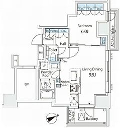 シャリエ御茶ノ水 1LDKの間取図画像