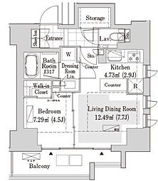 リブクオーレ神保町 1LDKの間取図画像
