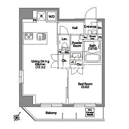 エルスタンザ文京根津 1LDKの間取図画像
