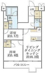 ビューテラス茗荷谷 2LDKの間取図画像