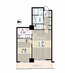 UR都市機構エルアージュ小石川B棟 1LDKの間取図画像
