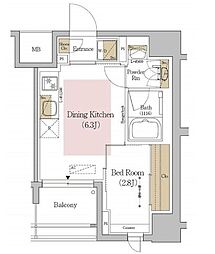 Urbanex文京本郷 1DKの間取図画像