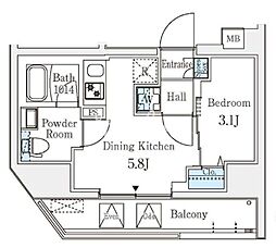 文京区湯島3丁目マンション 1DKの間取図画像