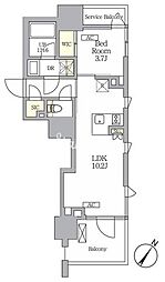 テラス神田猿楽町 1LDKの間取図画像