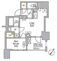 テラス神田猿楽町 1LDKの間取図画像