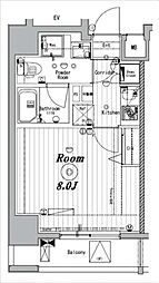 メイクスデザイン茗荷谷 1Kの間取図画像