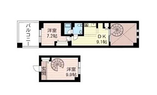 レジデンスシャルマン月島 836｜東京都中央区月島３丁目(賃貸マンション2DK・8階・57.98㎡)の写真 その2