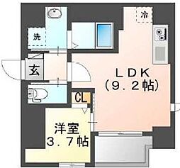 HGD佃 7階1LDKの間取り