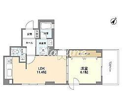 ルクレ日本橋蛎殻町 3階1LDKの間取り