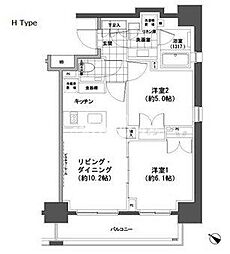 パークハビオ人形町 2LDKの間取図画像