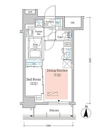 アーバネックス菊川3 1DKの間取図画像