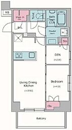 ドゥーエ菊川 1SLDKの間取図画像