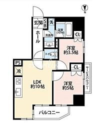 プレール・ドゥーク菊川駅前 2LDKの間取図画像