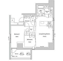 ザ・パークハビオ人形町レジデンス 2LDKの間取図画像