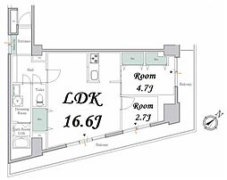 ブルックサイド水天宮前 2LDKの間取図画像