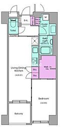 レジディア日本橋浜町 1LDKの間取図画像