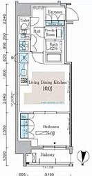 パークアクシス日本橋本町 1LDKの間取図画像