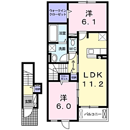 ＴアルバI 2階2LDKの間取り