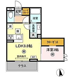トリシア横町SOUTH 1LDKの間取図画像