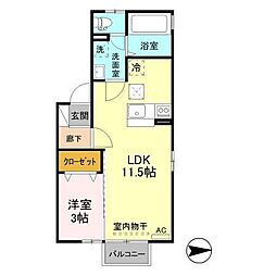 アヴニールレガーロ 1LDKの間取図画像