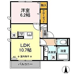 ピース 1LDKの間取図画像