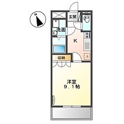 アドバンス・エム 1Kの間取図画像