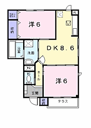 グリーンカルム 2DKの間取図画像