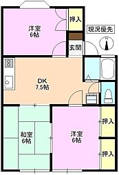 グリーンヒルA棟 3DKの間取図画像