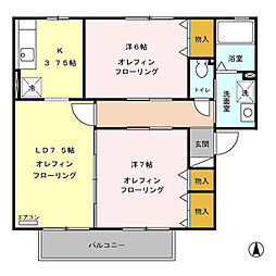 コンフォートしなの木通り 2LDKの間取図画像