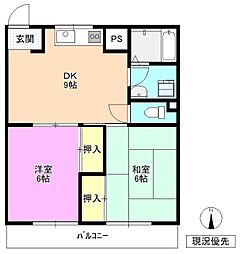 コーポ・サンライズ 2DKの間取図画像