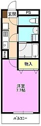 サンライン東部 1Kの間取図画像