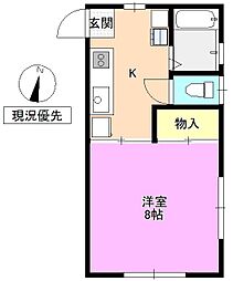 グリーンヒルK 1Kの間取図画像